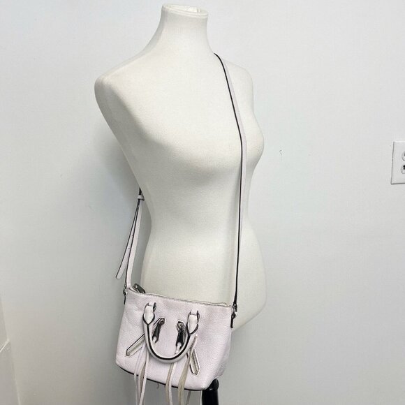 Rebecca Minkoff Handbags - Rebecca Minkoff Purse Micro Moto Satchel Leather Fringe Crossbody Off White